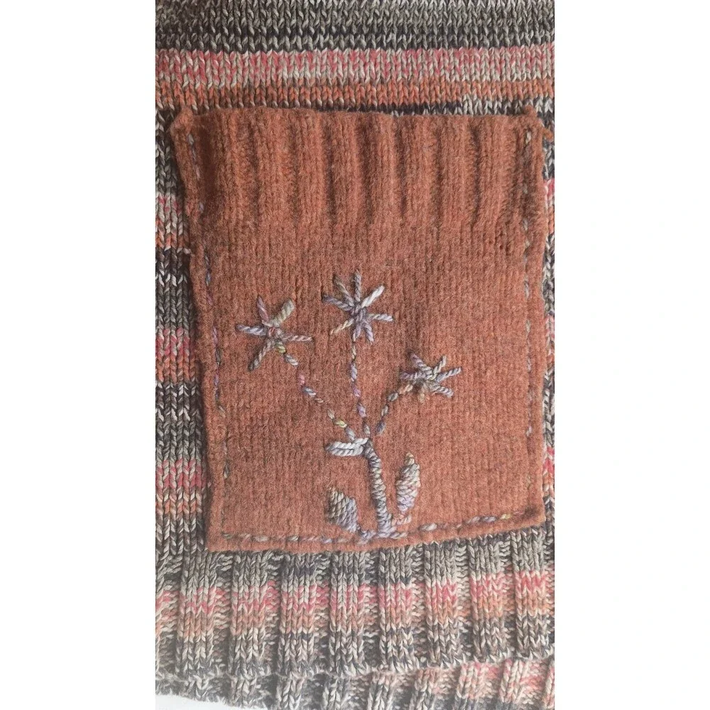 Vintage Express Womens Zipper Front Cardigan Sweater Size L Patches Grannycore - Picture 9 of 14